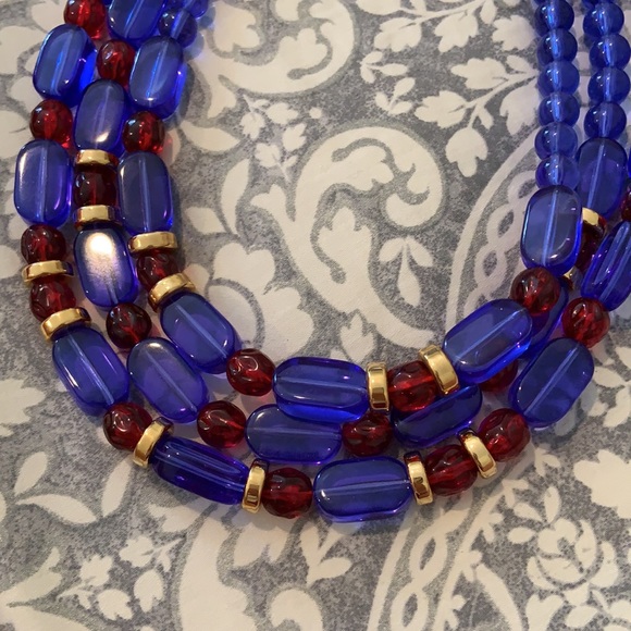 Vintage Monet Signed Necklace 3 Layer - Picture 2 of 6